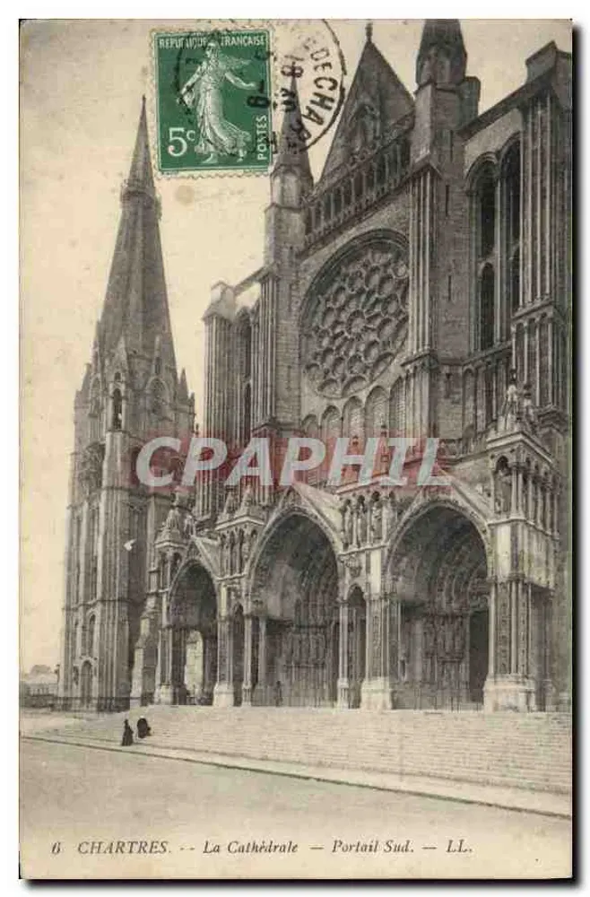 Chartres — A Catedral — Portal Sul — LL. - Frente