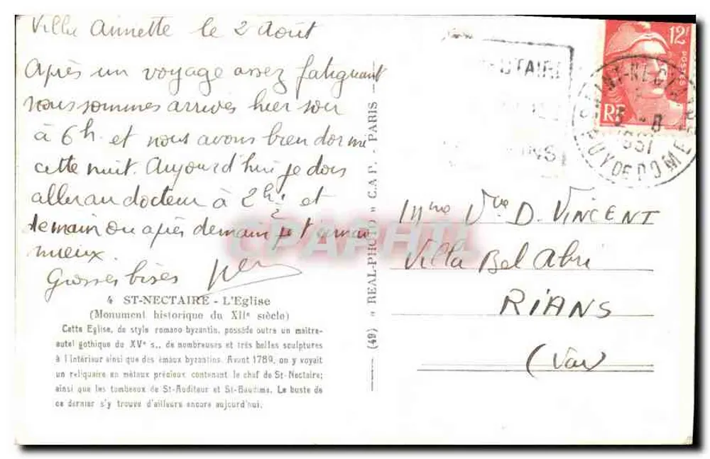 Saint-Nectaire — Igreja romano-bizantina — C.A.P. (49) - Verso
