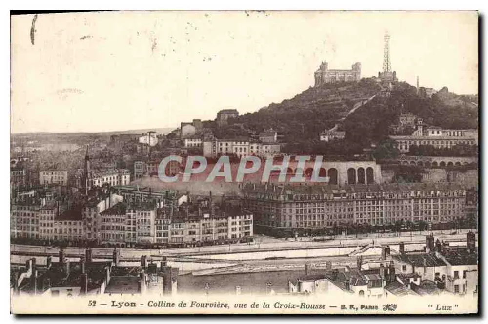 Lyon - Fourvière-Hügel, Blick von der Croix-Rousse — B. F., Paris — "Lux" - Vorderseite