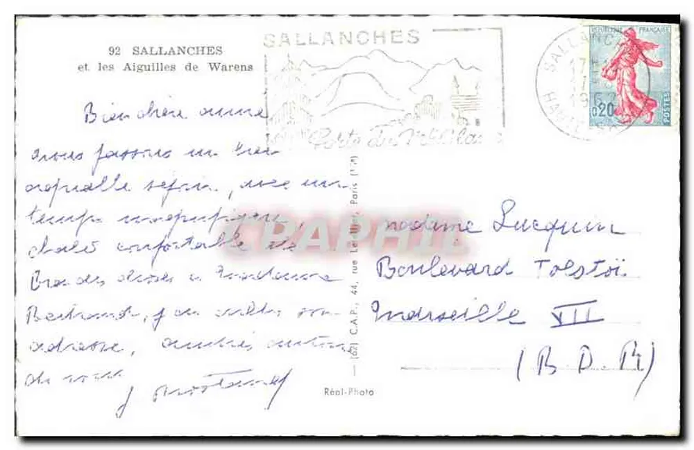 Sallanches — vista das Aiguilles de Warens — Réal-Photo - Verso