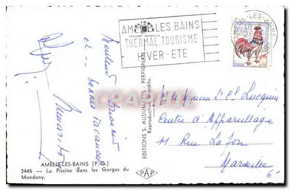 Das Becken in den Schluchten von Mondony — Amélie-les-Bains — Editions S. Audu (P.O.) - Rückseite