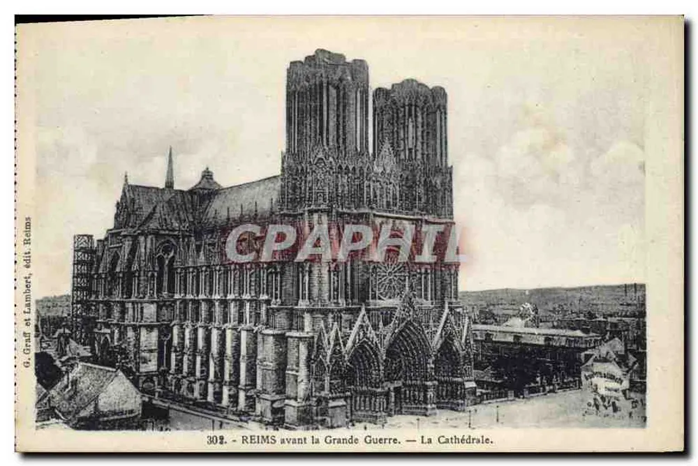 Reims vor dem Großen Krieg — Die Kathedrale — G. Craff et Lambert, Verlag Reims, Nr. 302 - Vorderseite