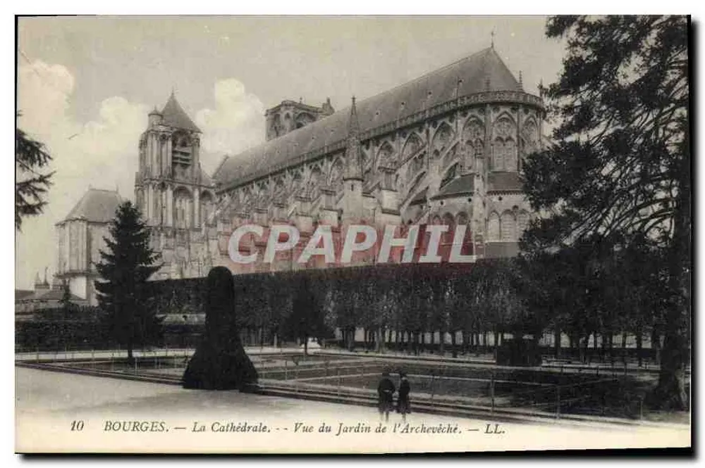 Bourges — Die Kathedrale — Ansicht vom Garten des Erzbischofs — LL. - Vorderseite
