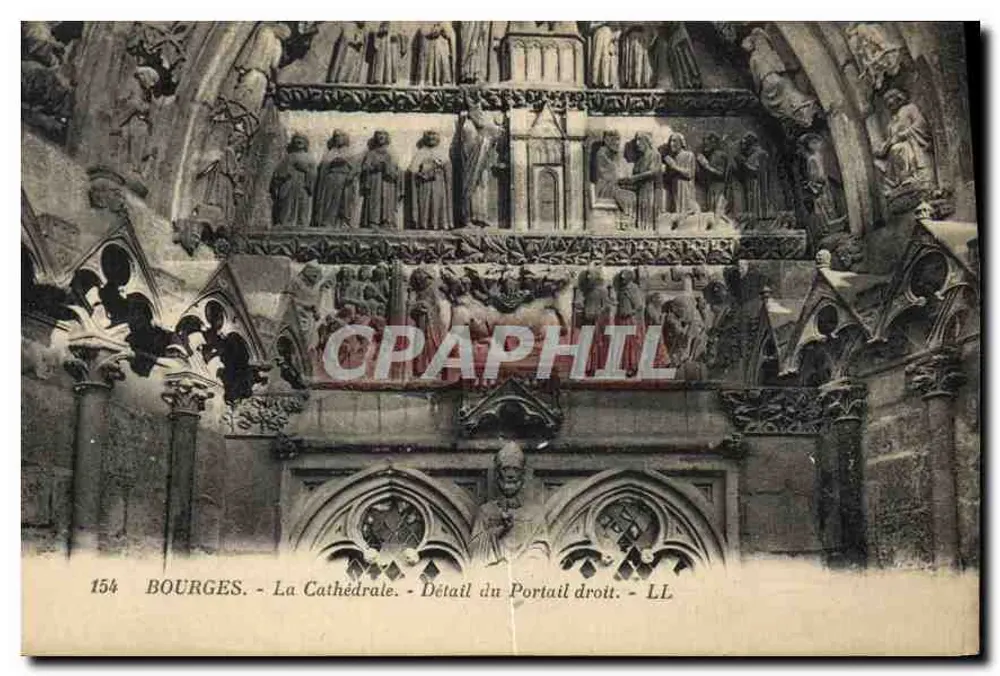 Bourges - Die Kathedrale - Detail des rechten Portals - LL - Vorderseite