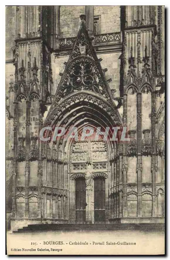 Bourges - Cattedrale - Portale Saint-Guillaume — Edizione Nouvelles Galeries, Bourges, n°105 - Recto