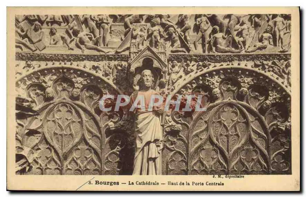 Bourges — Die Kathedrale — Oben an der Zentralpforte — J. M., Händler - Vorderseite