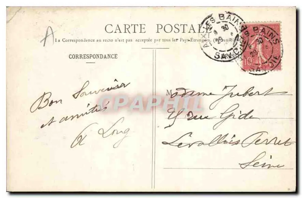 Aix-les-Bains — A Villa das Flores — C. Reynaud, Editor, Chambéry - Verso