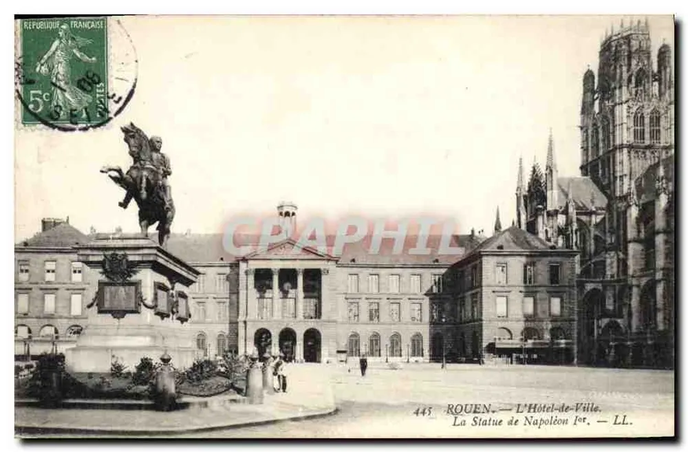 Rouen — Das Rathaus — LL. Die Statue Napoleons I. - Vorderseite