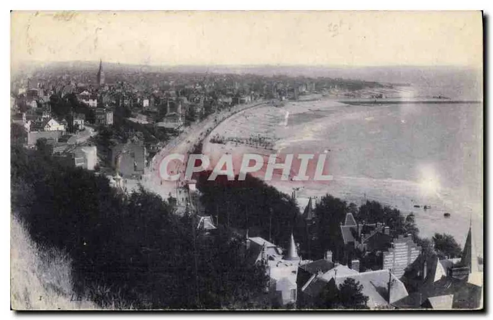 Vista aérea de Le Havre — praia e cidade — editor não identificado - Frente