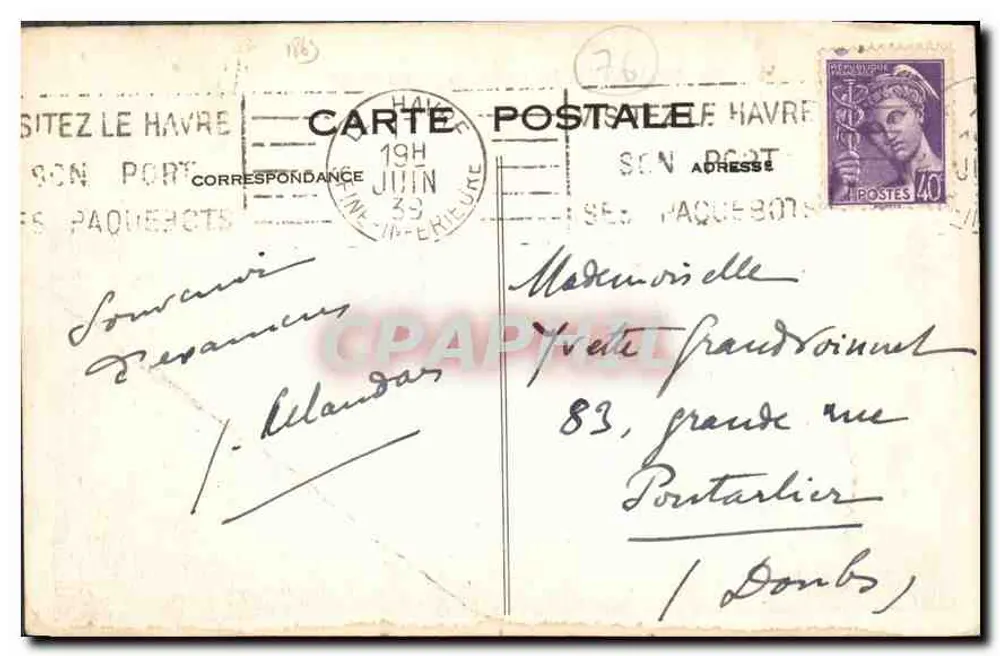Le Havre. La Falaise, vers les Phares — éditeur G. M. Le Havre, n°73 - Verso