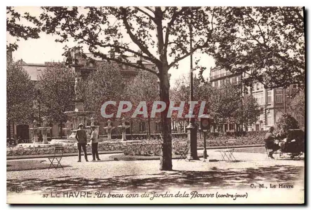 Le Havre — Un beau coin du Jardin de la Bouvre (contre-jour) — C. M., Le Havre - Recto