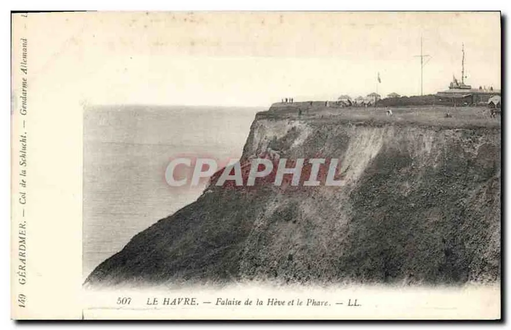 Le Havre — Die Klippen der Hève und der Leuchtturm — LL. — Deutscher Gendarm — 507 - Vorderseite