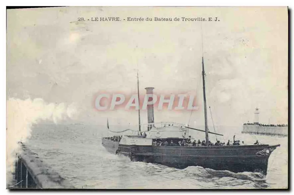 Le Havre — Entrée du Bateau de Trouville — E. J. - Recto