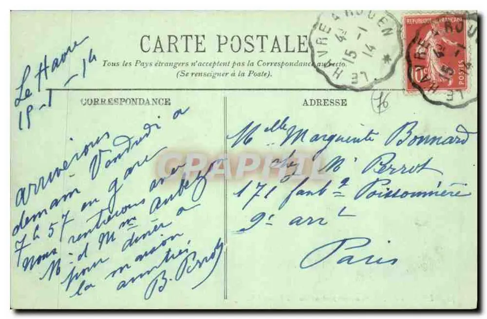 Le Havre — Cruzeiro saindo do Porto — LL. — 206 - Verso
