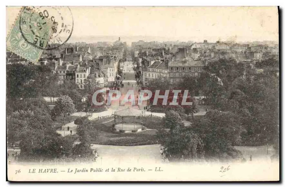 Le Havre — Der Öffentliche Garten und die Rue de Paris — LL. — n°76 - Vorderseite
