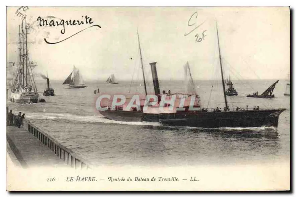 Le Havre — Ankunft des Schiffs von Trouville — LL. — Neue Druckerei — n°116 - Vorderseite