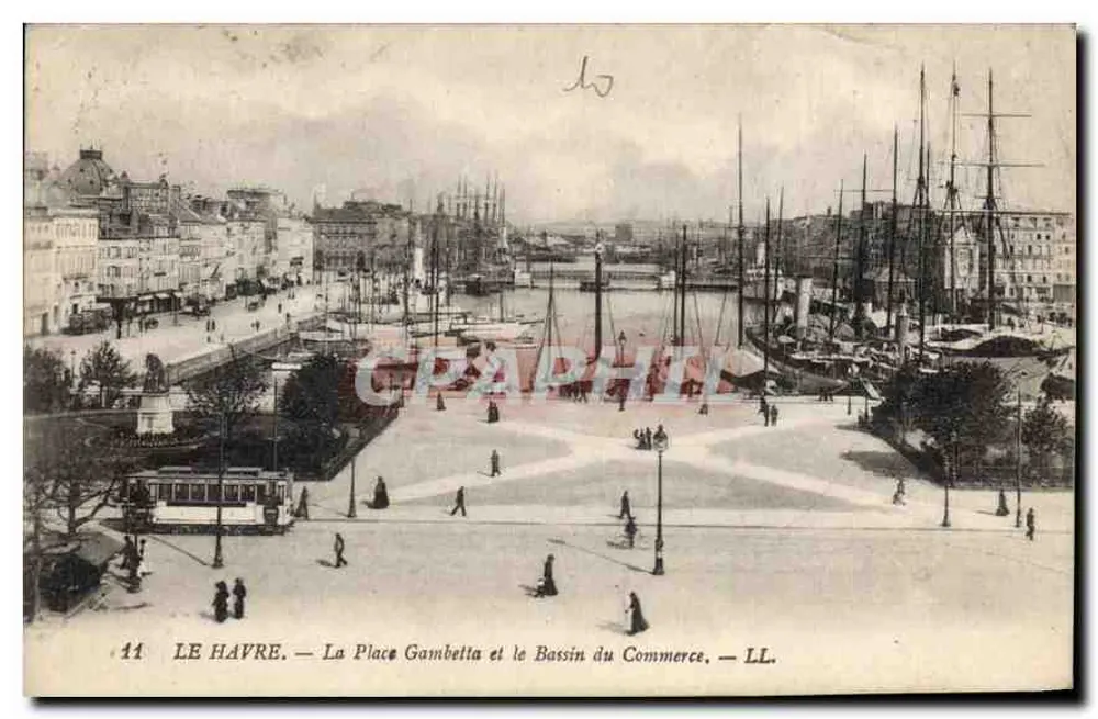 Le Havre — Place Gambetta und der Bassin du Commerce — LL. - Vorderseite