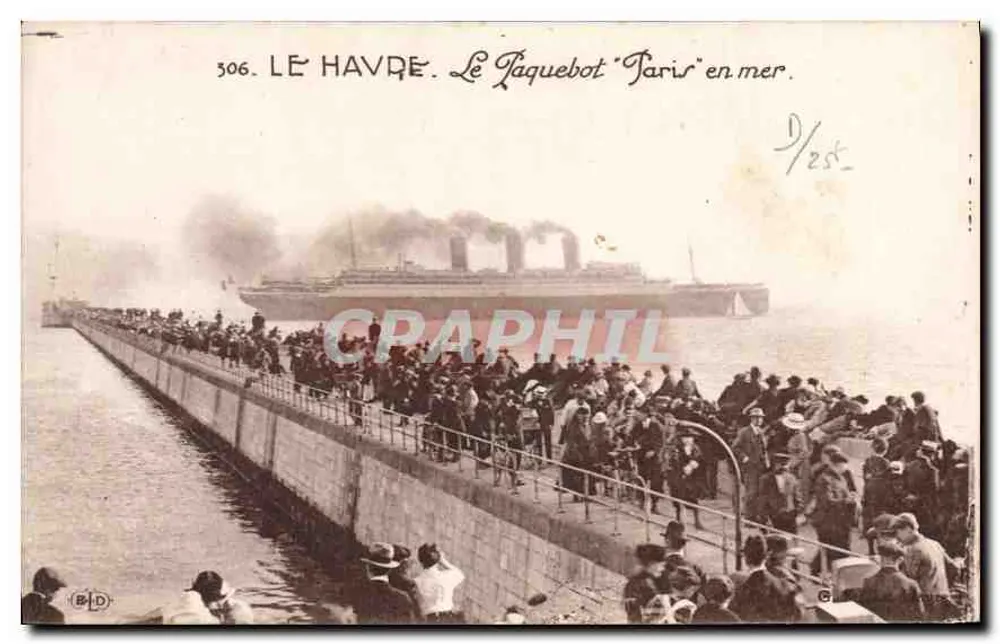 Le Havre — Le paquebot "Paris" en mer — B.D. n° 306 - Recto