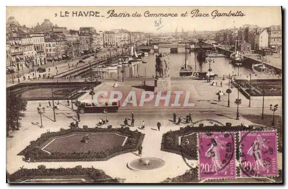 Le Havre — Bassin du Commerce und Place Gambetta — Verlag: Planique - Vorderseite