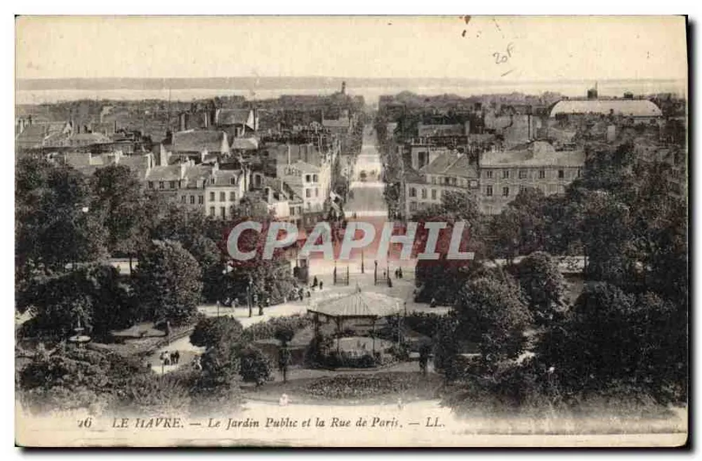Le Havre — Öffentlicher Garten und Rue de Paris — LL. — n° 76 - Vorderseite