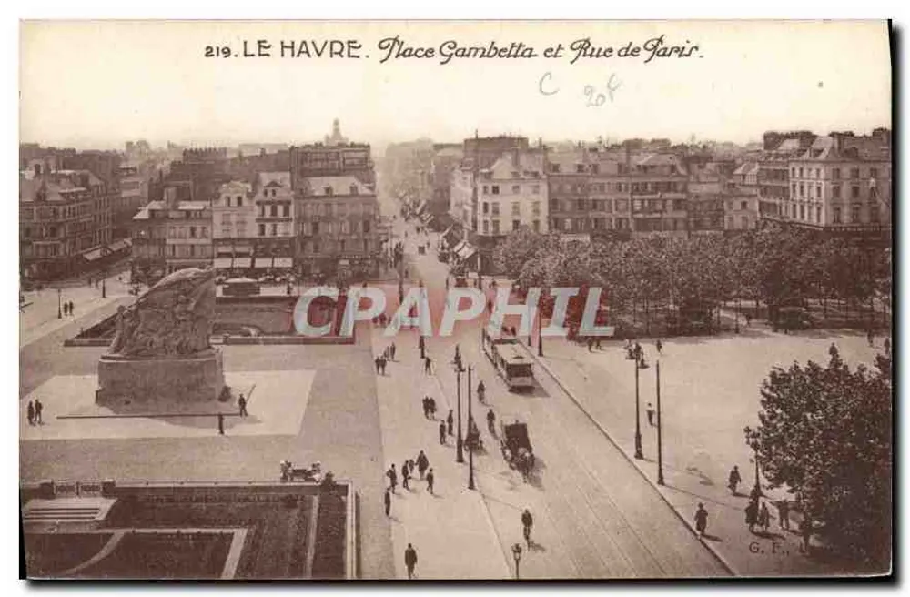 Le Havre. Place Gambetta und Rue de Paris — G. F., Nr. 219 - Vorderseite