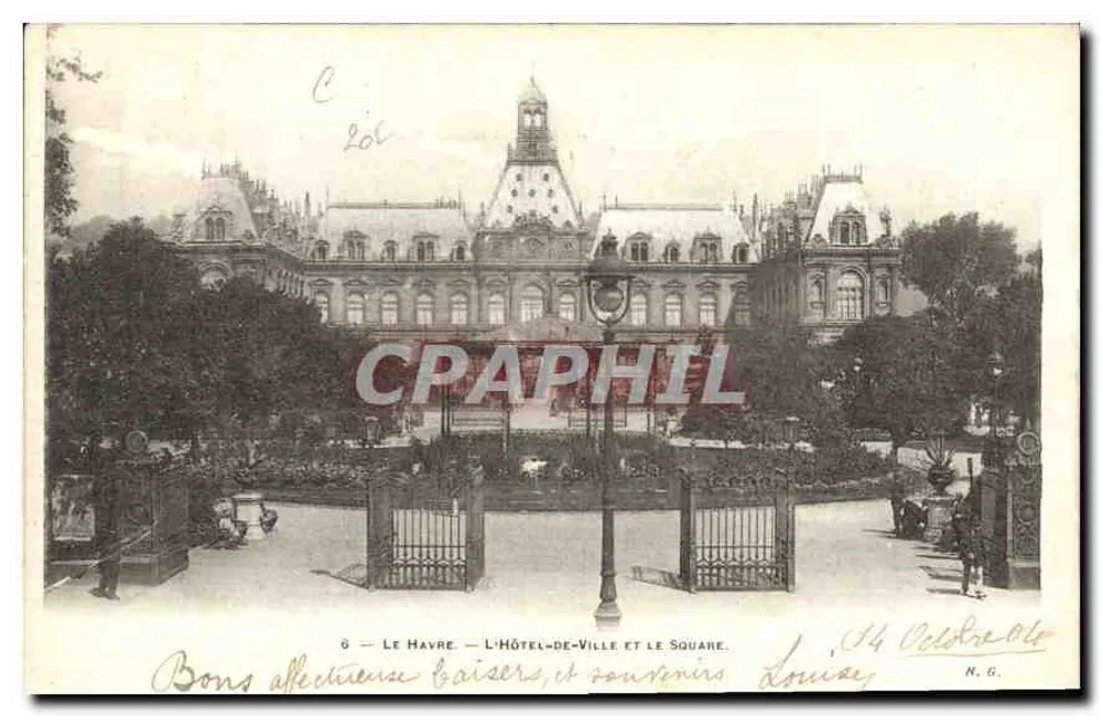 Le Havre — L'Hôtel-de-Ville et le Square — N.G. - Recto