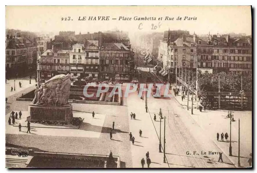 Le Havre — Place Gambetta und Rue de Paris — G. F., Le Havre - Vorderseite