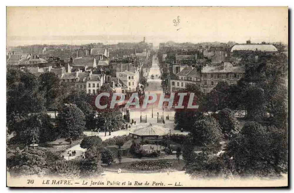 Le Havre — Öffentlicher Garten und Rue de Paris — LL. — n°76 - Vorderseite