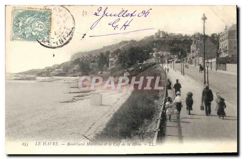 Le Haïre — Boulevard Maritime et le Cap de la Hève — LL. n°255 - Recto