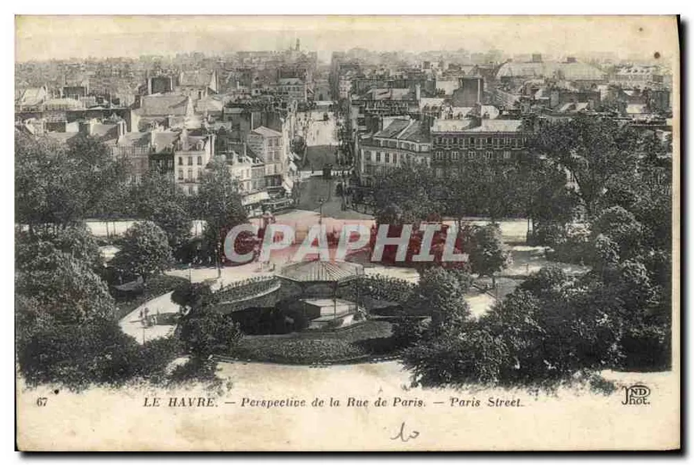 Le Havre — Perspectief van de Rue de Paris — Rue de Paris — IND. Phot. — n° 67 - Voorkant