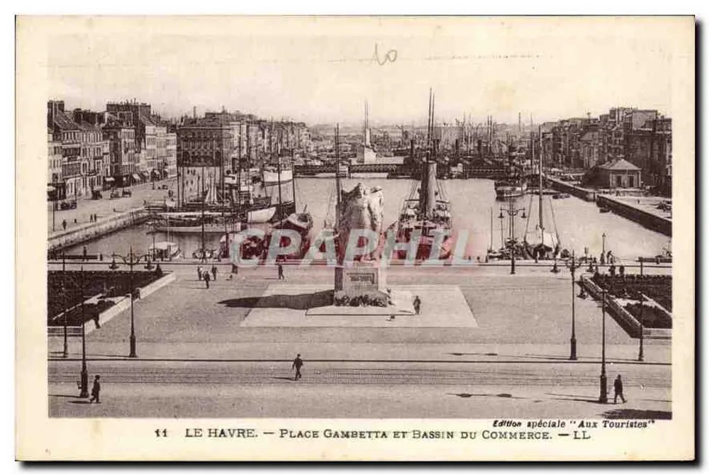 Le Havre — Place Gambetta und Bassin du Commerce — Sonderausgabe 'Für Touristen' — LL - Vorderseite