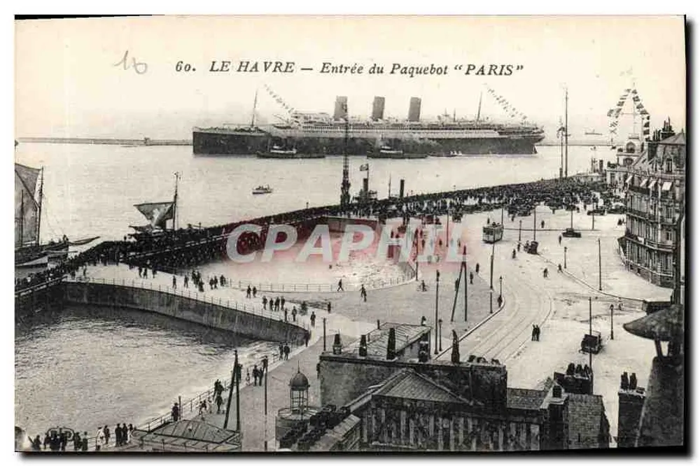 Le Havre — Einfahrt des Dampfers "Paris" — Verlag Le Doley, Paris, Nr. 60 - Vorderseite