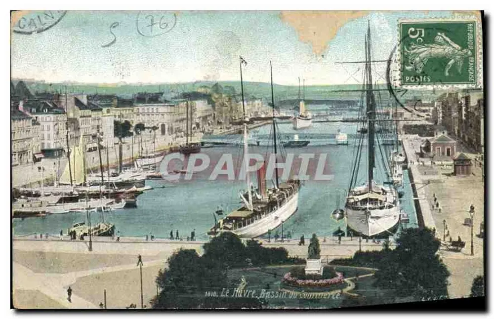 Le Havre. Bassin do Comércio — vista panorâmica — editor não identificado, n° 1010 - Frente
