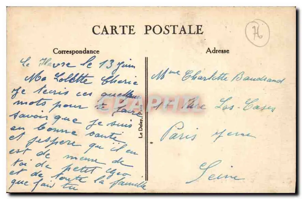 Le Havre — Das Rathaus und der Garten — G. F. Le Havre - Rückseite
