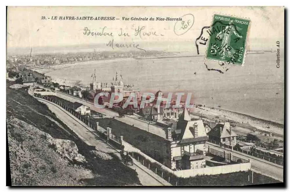 Le Havre-Sainte-Adresse — Vue Générale du Nice-Havrais — Éditeur AD, n° 59 - Recto