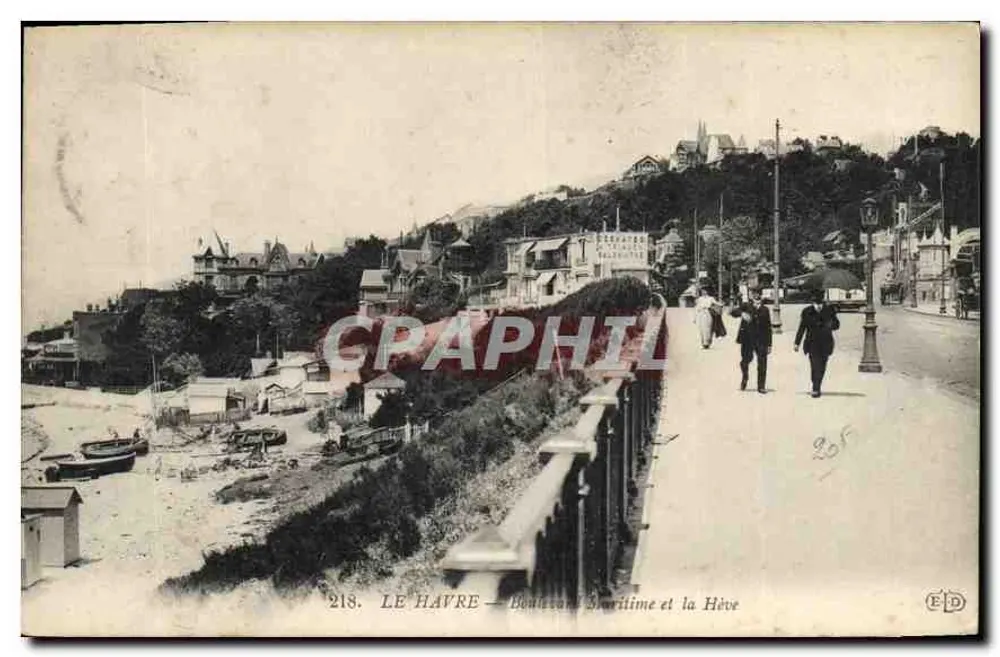 Le Havre — Boulevard Marítimo e a Hève — Editor E.D. n°218 - Frente