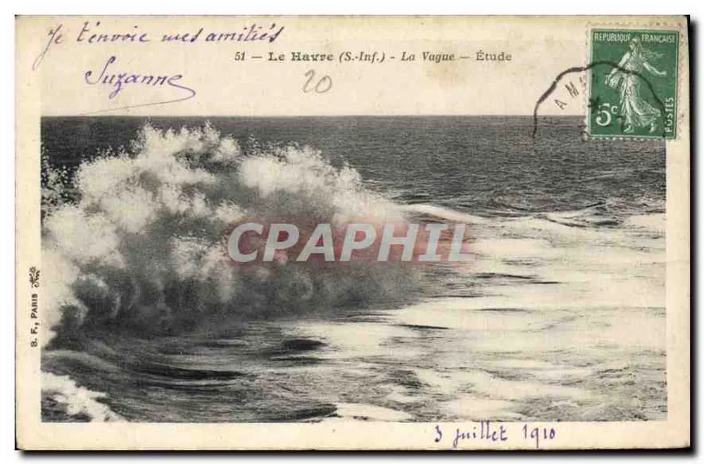 Le Havre (S.-Inf.) - La Vague — Estudio — B. F., París - Anverso