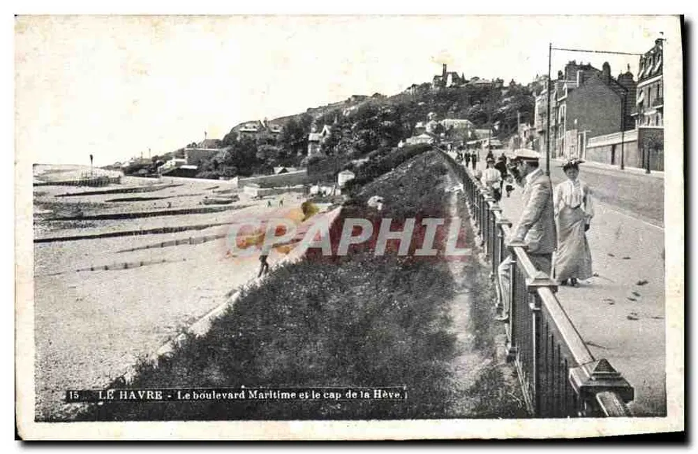 Le Havre - Le boulevard Maritime et le cap de la Hève — éditeur non identifié, n° de série 15 - Recto