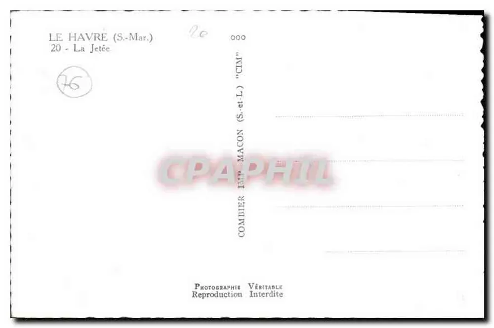 Le Havre (S.-Mar.) — A Dique — Combiér (S.-et-L.) 'CIM' - Verso