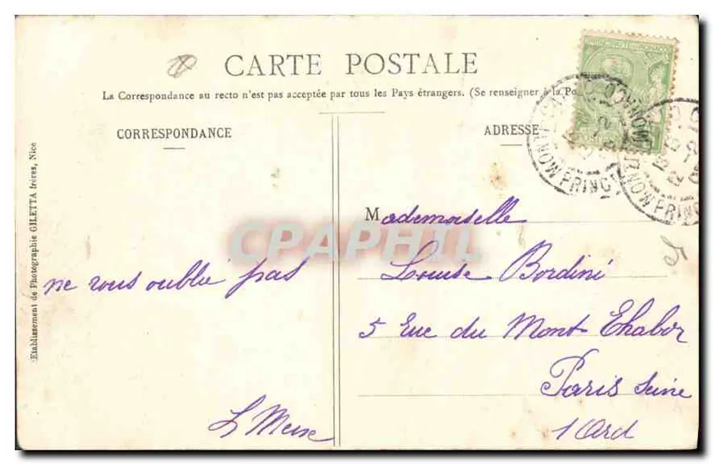Monte-Carlo — Vue générale — Édition Giletta, phot. Nica, n°771 - Verso