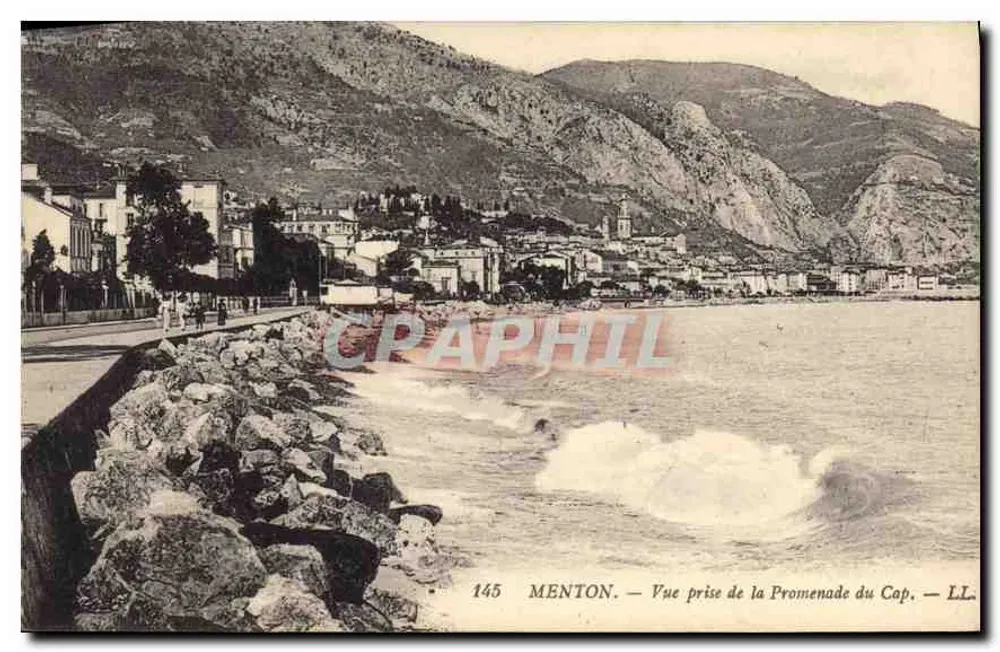 Menton — Vista tirada da Promenade du Cap — LL, n°145 - Frente