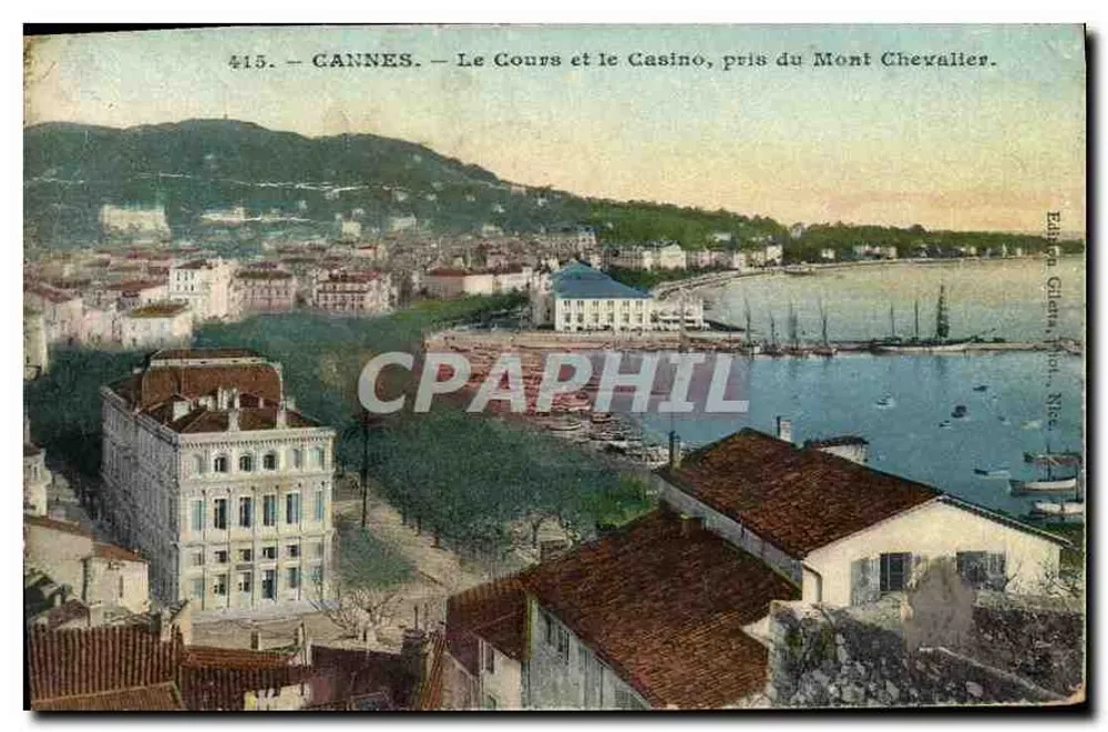 CANNES — Der Cours und das Casino, vom Mont Chevalier aus gesehen — Verlag GILLET FRÈRES, NICE, Nr. 415 - Vorderseite