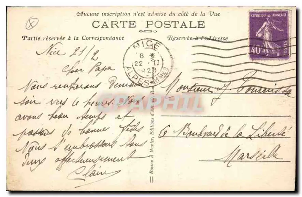 Nice — Promenade des Anglais und Jetée-Promenade — R. M. - Rückseite
