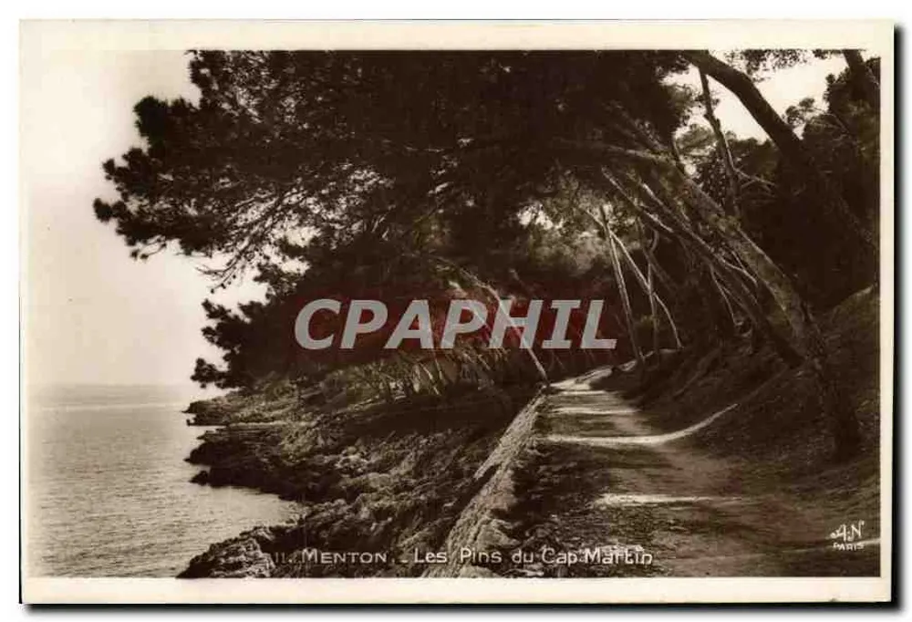 Menton. Os Pinheiros do Cap Martin — editor A.N. Paris, número de série não visível - Frente
