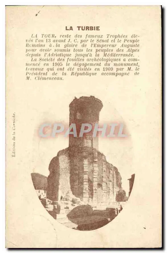 La Tour de La Turbie — ruines antiques à la base d'un édifice circulaire — Éditions de la Corniche - Frente