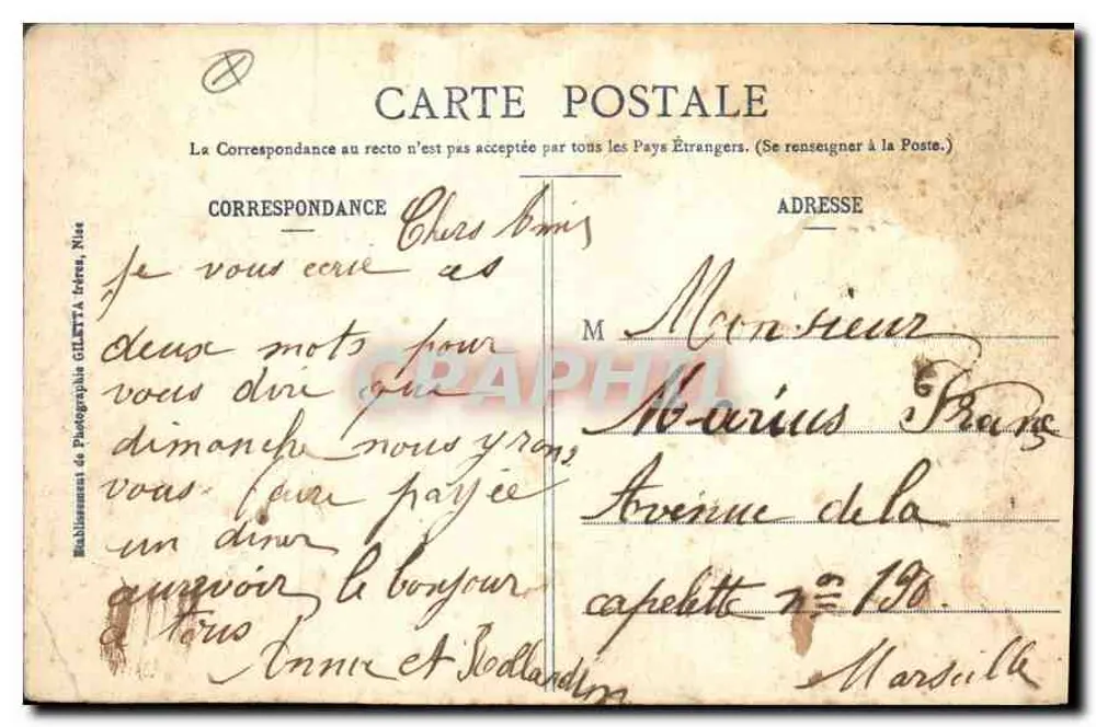Kloster Cimiez — Nice — Édition Giletta, phot. Nice, n°26 - Rückseite