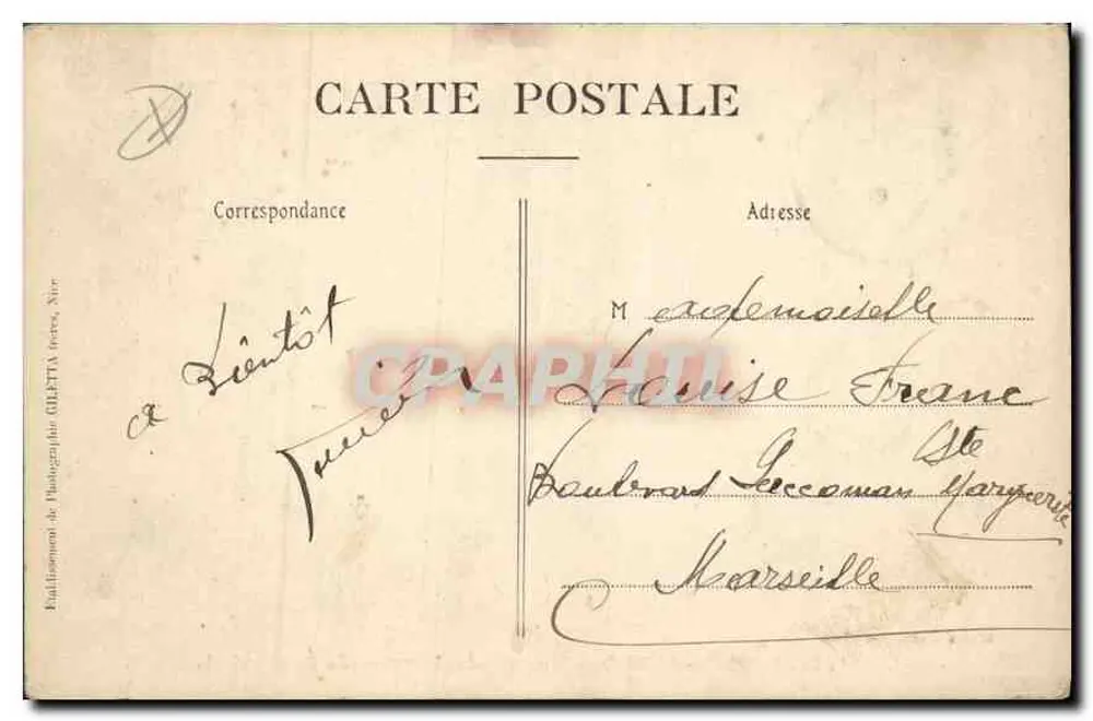 MONTE-CARLO — Vue générale prise de Beausoleil — Édition Gilletta, phot. Nice, n° 771 - Verso