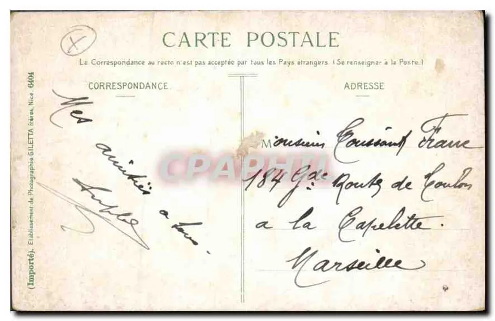Mônaco — Vista geral da Principalidade — Édition Giletta, fot. Nice, n°702 - Verso