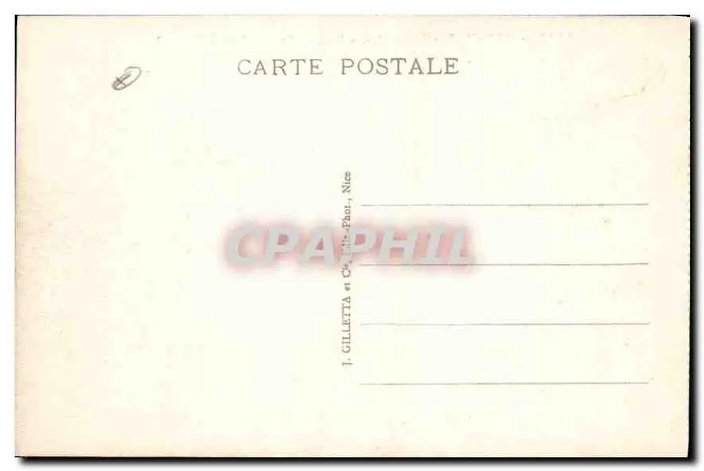 Castillon (A.-M.) — Estrada de Menton para Sospel — J. Gilletta, Nice - Verso