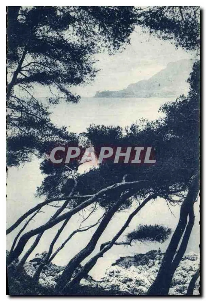 Cap Martin — vista costeira com pinheiros — editado pela Agência Nacional de Viagens, Paris - Frente